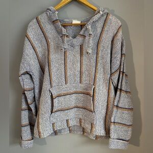 SFocus Mexican Blanket Hoodie Made in Mexico Women's Size Medium Cotton Woven